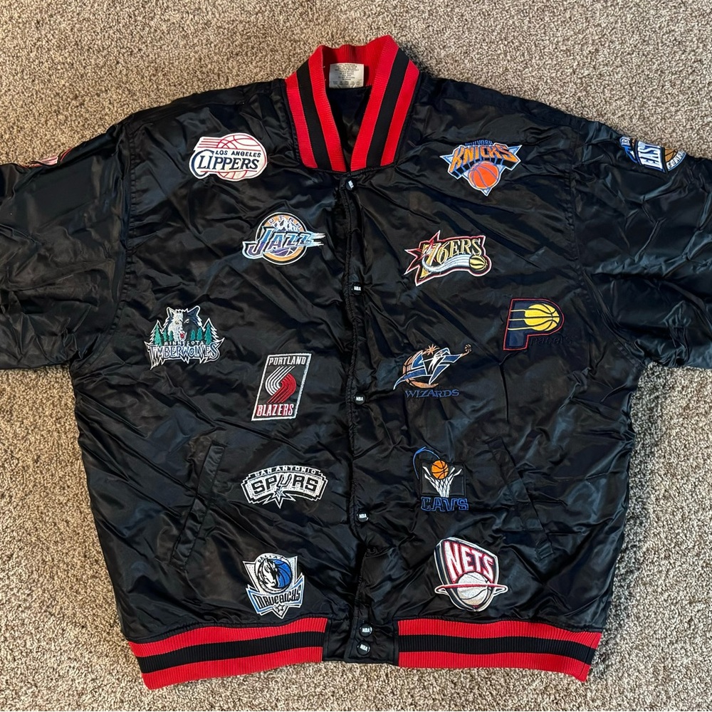 Vintage RARE NBA All Over Embroidered Logo Jacket - 4XL